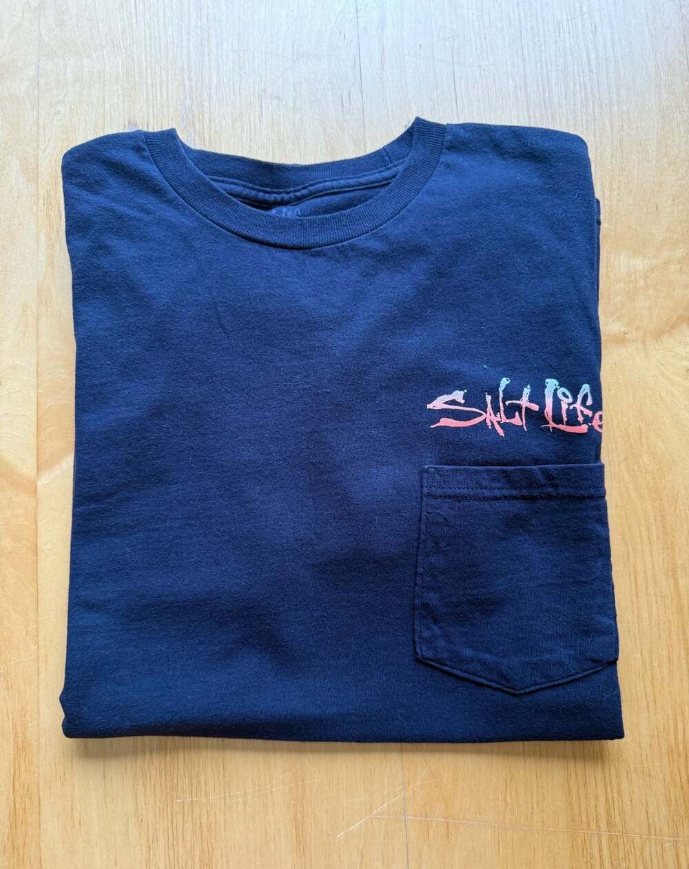 Salt Life Hook Line & Sinker Pocket T-Shirt Navy Graphic Tee